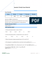 2021 Level K Mathematics Exam Related Materials T1 Wk9