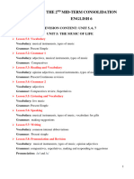 The 2 Mid-Term Consolidation English 6: Revision Content: Unit 5, 6, 7 Unit 5: The Music of Life