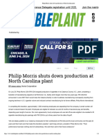 Philip Morris Shuts Down Production at North Carolina Plant