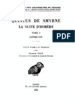 Quintus de Smyrne - La Suite D'homère. Tome I - Livres I-IV - Les Belles Lettres (1963)