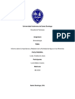 Informe Sobre La Importancia y Medición de La Actividad de Agua en Los Alimentos