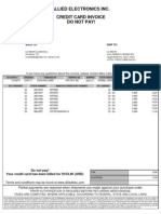 Allied Electronics Inc. Credit Card Invoice Do Not Pay!