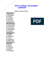 Razonamiento Verbal de Examen Admisión