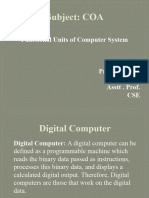 Subject: COA: Functional Units of Computer System