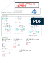 CALCUL LITTERAL (2) Équation