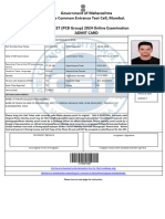 Government of Maharashtra State Common Entrance Test Cell, Mumbai. MHT-CET (PCB Group) 2024 Online Examination Admit Card