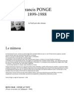 Francis PONGE 1899-1988: Le Parti Pris Des Choses