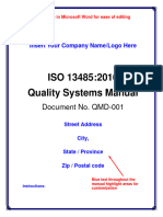 ISO 13485:2016 Quality Systems Manual: Document No. QMD-001