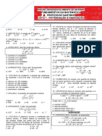 Lista 1 - Potenciação e Radiciação