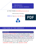 Calculus Ii: Unit 1: Functions of Several Variables