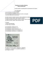 Questões - Análise Sintática (Termos Essenciais)