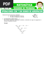 Operaciones Con y Sin Signos de Agrupacion para Segundo de Primaria