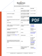 Quadro de Documentos e Respectivos Prazos