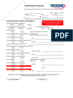 Formato Cuestionario de Salud Nuevo Ingreso