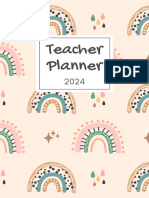 Teacher Planner 2023 2024 in Green Pink and Cream Rainbow Pattern Style