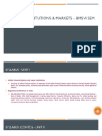 Financial Institutions & Markets - BMS VI Sem - Unit 1, 2 and 3