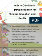 Elements To Consider in Designing Instruction For Physical Education and Health