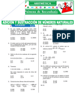 Adicion y Sustraccion de Numeros Naturales para Primer Grado de Secundaria