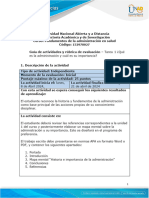 Guía de Actividades y Rúbrica de Evaluación - Unidad 1 - Tarea 1 - Qué Es La Administración y Cuál Es Su Importancia