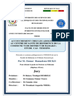 Accouchement Chez Les Adolescentes Au Centre de Sante de Reference de La Commune Vi de District de Bamako: Etude Cas - Temoins