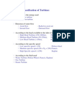 Classification of Turbines