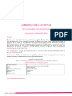 Candidatures Externes Gestionnaires de Portefeuille