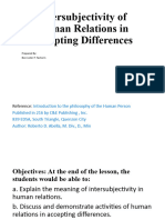 Intersubjectivity of Human Relations in Accepting Differences