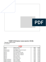 Tarif 2018 de La Cave