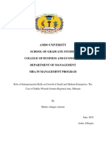 The Role of Enterpreneurial Skills On A Growth of Small and Medium Enterprises, The Case of Sululta Woreda, Ethiopia