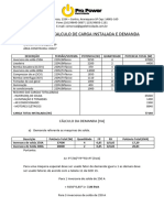 Memorial de Calculo de Carga Instalada e Demanda