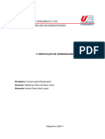 Comunicação Empresarial - 1 Verificação de Aprendizagem