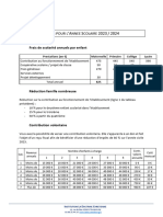 Tarifs 2023 2024