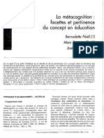 La Metacognition Facettes Et Pertinence