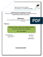 Gestion Et Mise en Place D'un Système de Force de Vente Au Sein D'une Entrepris