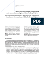 La Conciencia y La Aporia de La Objetivi