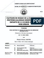 Facteurs de Risque de La Malnutrition Protéino-Calorique Modérée Chez Les Enfants de 0 À 59 Mois en Milieu Semi-Urbain