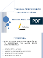 Questionário - Morfossintaxe - Ensino Médio