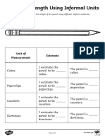 Informal Measuring Length Using Informal Units Activity Sheets English