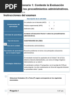 Examen - (AAB02) Cuestionario 1 - Conteste La Evaluación Parcial 1 Sobre Los Procedimientos Administrativos