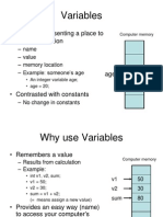 Variables: - Symbol Representing A Place To Store Information