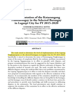 Mplementation of The Katarungang Pambarangay in The Selected Barangay in Legazpi City For FY 2015-2020