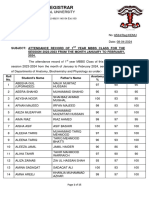 Attendance Record of 1st Year MBBS Session 2022 2023 Jan To Feb 2024