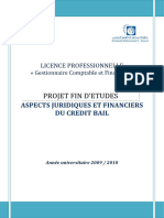 Aspects Juridiques Et Financiers Du Credit Bail