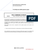 0653 Combined Science: MARK SCHEME For The May/June 2008 Question Paper