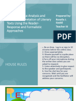 Writing A Close Analysis and Critical Interpretation of Literary Texts Using The Reader-Response and Formalistic Approaches