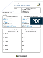 Temperature Conversion Worksheet 1: Fahrenheit To Celsius Celsius To Fahrenheit