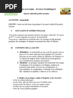 6ème EPS - Léçon 9 - Jouer Un Rôle Dans La Pratique D'un Sport Collectif de Petits Terrains