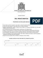 Vunesp 2018 Prefeitura de Ferraz de Vasconcelos SP Professor de Educacao Basica I Prova