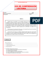 Comprensión de Lectura Ejercicios para Quinto de Secundaria