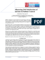 Factors Influencing Job Satisfaction of Academicians in Indian Context